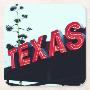 Dessous-de-verre Carré En Papier Texas Red Neon Lights USA Amérique