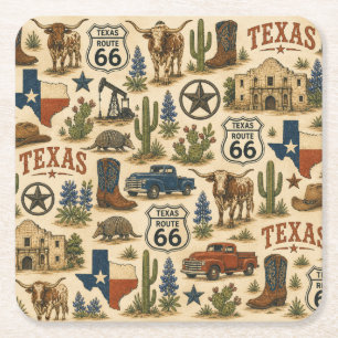 Dessous-de-verre Carré En Papier Texas Route 66 Ranch Sips