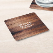 Dessous-de-verre Carré En Papier Texte en bois de pays en bois rustique (Incliné)