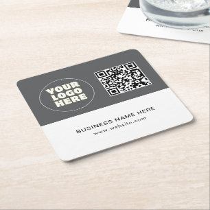 Dessous-de-verre Carré En Papier Texte et code QR personnalisés minimalistes simple