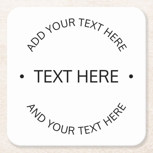 Dessous-de-verre Carré En Papier Texte modifiable simple et moderne | Blanc et noir (Devant)