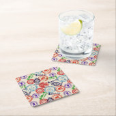 Dessous-de-verre Carré En Papier Texture avec de vrais timbres (En situation)