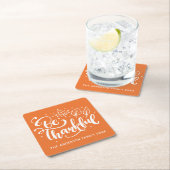 Dessous-de-verre Carré En Papier Thanksgiving Be Thanksgiving Script Harvest Orange (En situation)
