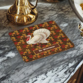 Dessous-de-verre Carré En Papier Thanksgiving Blanc Turquie automne quitte Monogram