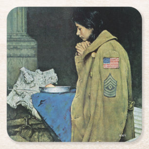 Dessous-de-verre Carré En Papier Thanksgiving de réfugié