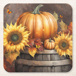 Dessous-de-verre Carré En Papier Thanksgiving Joli tournesol Citrouille