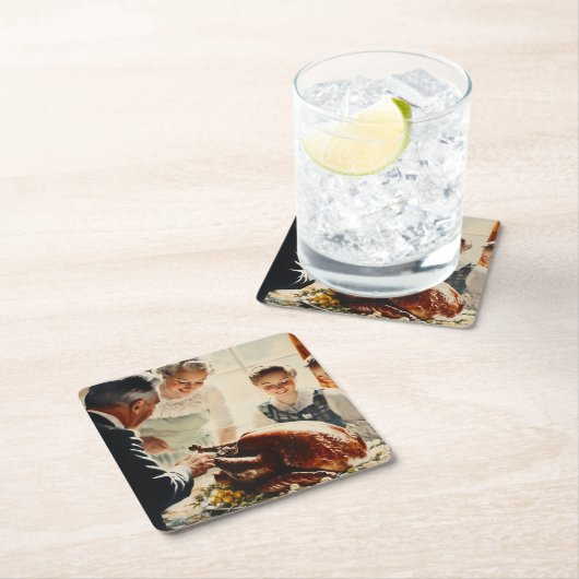 Dessous-de-verre Carré En Papier Thanksgiving Joy : Une fête familiale (En situation)