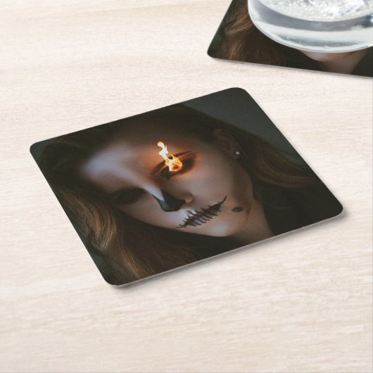 Dessous-de-verre Carré En Papier the evil one Halloween Paper Coaster (Incliné)