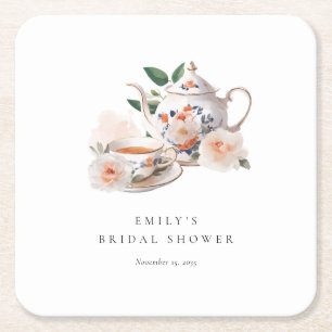 Dessous-de-verre Carré En Papier Thé Party Élégant Shower de Mariée