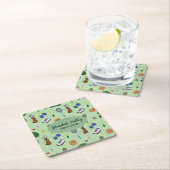 Dessous-de-verre Carré En Papier Thème de golf customisé (En situation)