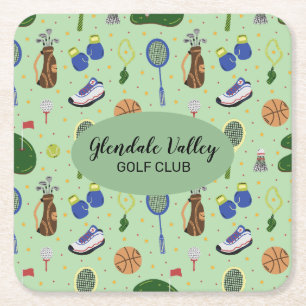 Dessous-de-verre Carré En Papier Thème de golf customisé