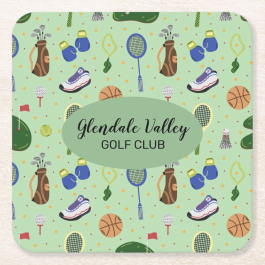 Dessous-de-verre Carré En Papier Thème de golf customisé (Devant)