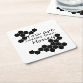 Dessous-de-verre Carré En Papier Thème Miel Avec Mots Positifs (Incliné)