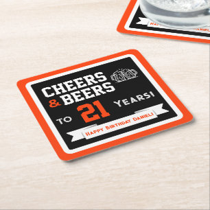 Dessous-de-verre Carré En Papier Thème sportif Bières et Cheers Fête d'anniversaire