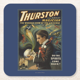 Dessous-de-verre Carré En Papier Thurston le grand magicien jugeant le crâne