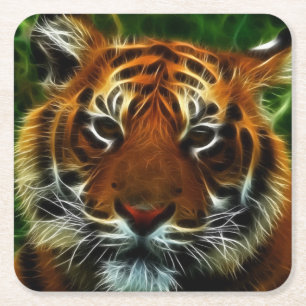 DESSOUS-DE-VERRE CARRÉ EN PAPIER TIGER