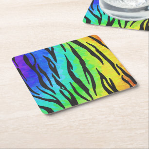 Dessous-de-verre Carré En Papier Tiger Black et Rainbow Stuff