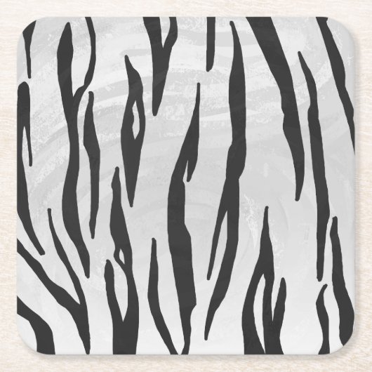 Dessous-de-verre Carré En Papier Tiger noir et blanc (Devant)