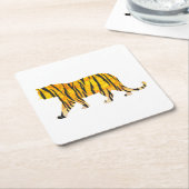 Dessous-de-verre Carré En Papier Tiger noir et orange (Incliné)