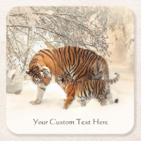 Tigers d'hiver dessous de verre personnalisés