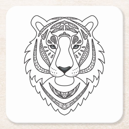 Dessous-de-verre Carré En Papier Tigre blanc inspiré (Devant)