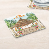 Dessous-de-verre Carré En Papier Tiki Luau | Plage tropicale Aloha (Incliné)