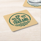 Dessous-de-verre Carré En Papier Timbre de voyage, Thaïlande (Incliné)