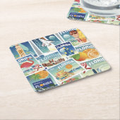 Dessous-de-verre Carré En Papier Timbres de la Floride (Incliné)
