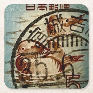 Dessous-de-verre Carré En Papier Timbres-postes chinois anciens - Oblitérations