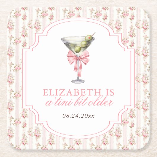 Dessous-de-verre Carré En Papier 'Tini Bit Ancien Martini Coquette Anniversaire (Devant)