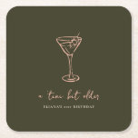 Dessous-de-verre Carré En Papier Tini Bit Ancienne fête d'anniversaire personnalisé<br><div class="desc">Ajoutez une touche élégante à votre fête grâce à ces dessous de verre personnalisés en papier, dotés d'un design minimaliste en martini dessiné à la main. Parfait pour une fête d'anniversaire "Tini Bit Older", ils peuvent être customisés avec votre choix de texte, de couleurs et de polices pour correspondre à...</div>