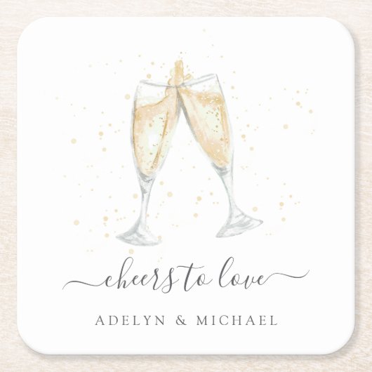 Dessous-de-verre Carré En Papier Toast Champagne "Cheval to Love" Personnalisé (Devant)
