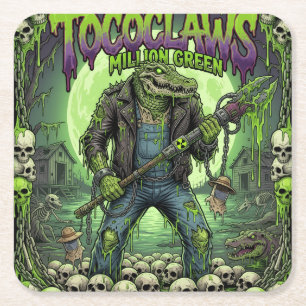 Dessous-de-verre Carré En Papier TOCOCLAWS Million Green Alligator Monster Throw