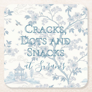 Dessous-de-verre Carré En Papier Toile Bleue Mahjong Personnalisé sur Mesure