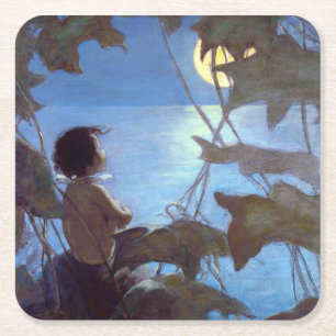 Dessous-de-verre Carré En Papier Tom regarde la lune, Jessie Willcox Smith