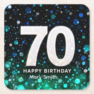 Dessous-de-verre Carré En Papier Ton anniversaire 70 ans teinte verte