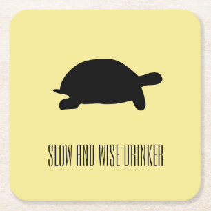 Dessous-de-verre Carré En Papier Tortue funky Buveur lent et sage Dessous de verre