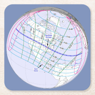 Dessous-de-verre Carré En Papier Total Solaire Eclipse 2017 Global Path