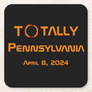Dessous-de-verre Carré En Papier Totalement Pennsylvanie 2024 Solar Eclipse