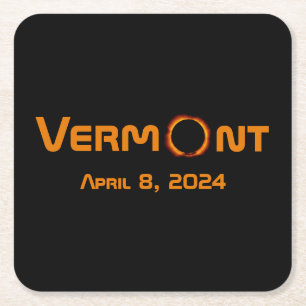 Dessous-de-verre Carré En Papier Totalement Vermont 2024 Solar Eclipse