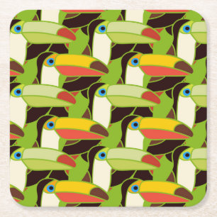 Dessous-de-verre Carré En Papier Toucans colorés 2