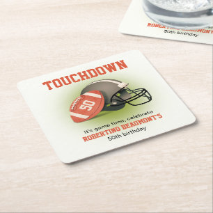 Dessous-de-verre Carré En Papier Touchdown Fifty Football Vintage 50e Anniversaire