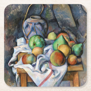 Dessous-de-verre Carré En Papier Toujours la vie avec les fruits, Paul Cezanne