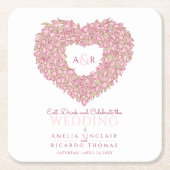 Dessous-de-verre Carré En Papier Toupie rose mariage (Devant)