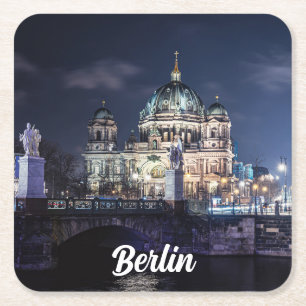 Dessous-de-verre Carré En Papier Tour de télévision et Cathédrale de Berlin à Berli