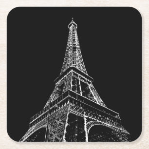 Dessous-de-verre Carré En Papier Tour Eiffel Noir Blanc Paris Voyage Vintage