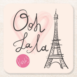 Dessous-de-verre Carré En Papier Tour Eiffel tiré par la main