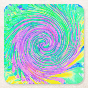 Dessous-de-verre Carré En Papier Tourbillon Abstrait Bleu Turquoise et Violet
