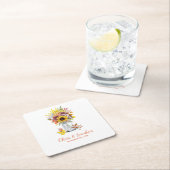 Dessous-de-verre Carré En Papier Tournesol d'automne Floral Mason Jar Mariage (En situation)