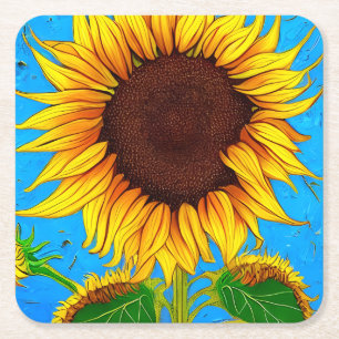 Dessous-de-verre Carré En Papier Tournesol de campagne